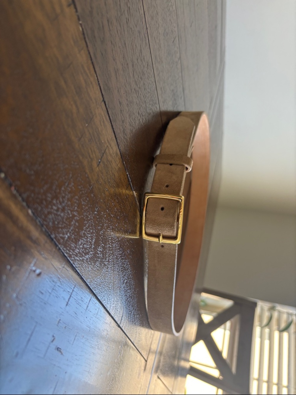 rag & bone Brown Leather Belt with Gold Buckle